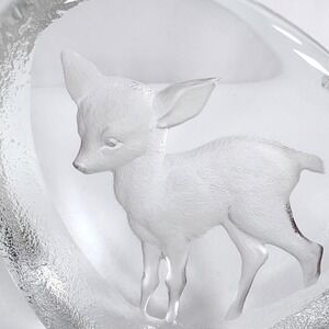 Mats Jonasson Crystal Paperweight Clear Fawn Deer Signature Collection